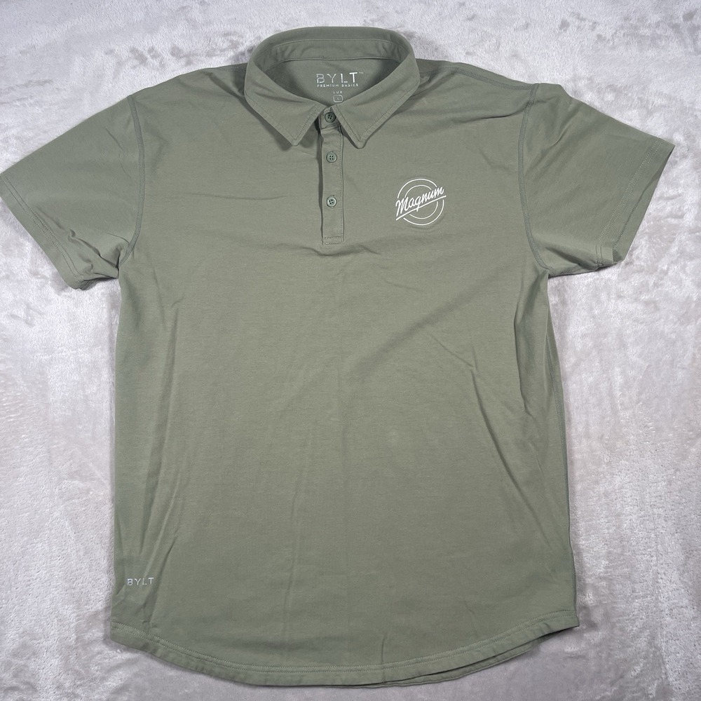 BYLT Premium Basics Lux Polo  Mens L Golf‎ Green Collared Stretch Casual - Picture 2 of 9